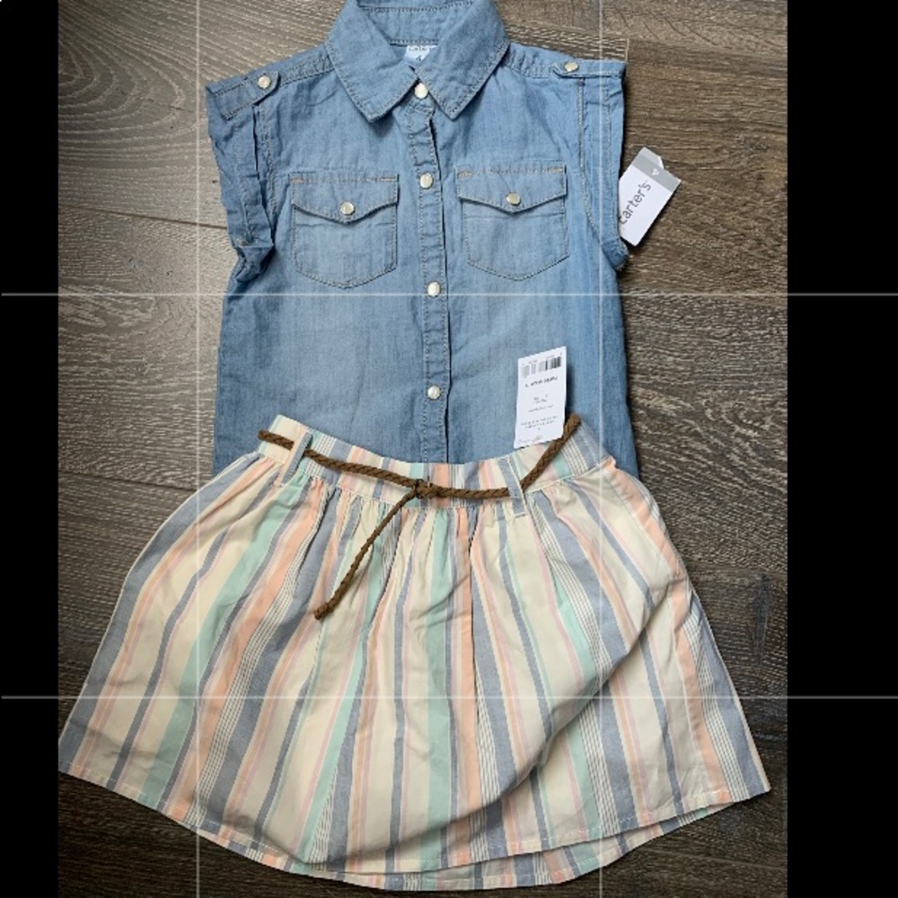 New Carters size 4 shirt and skirt